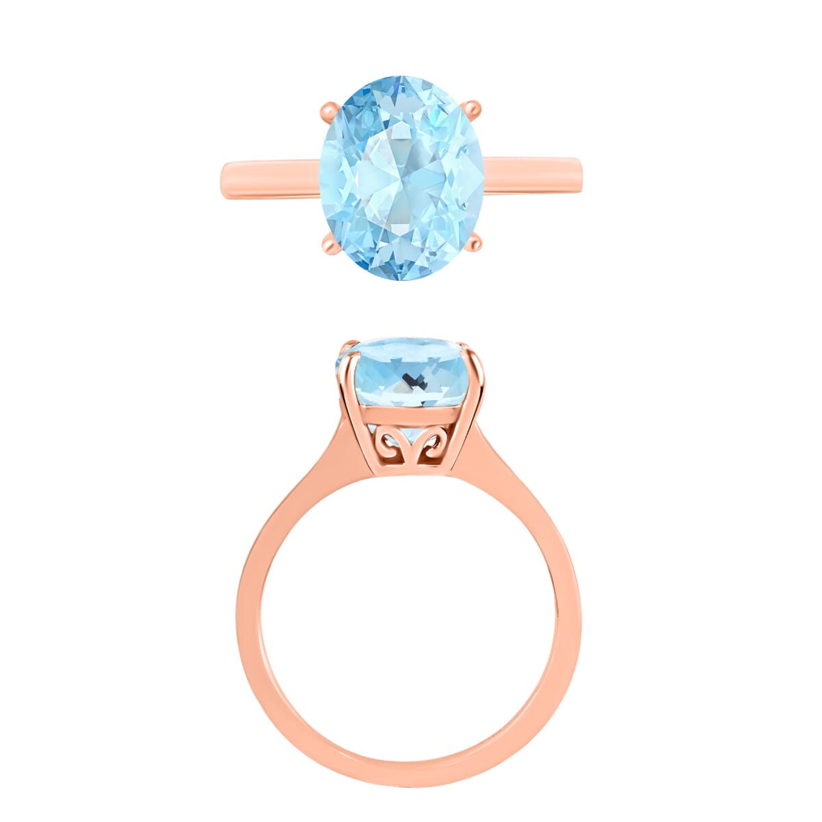 Mangoro Aquamarine 2.40 ctw Solitaire Ring in Vermeil Rose Gold Over Sterling Silver (Size 11.5) image number 3