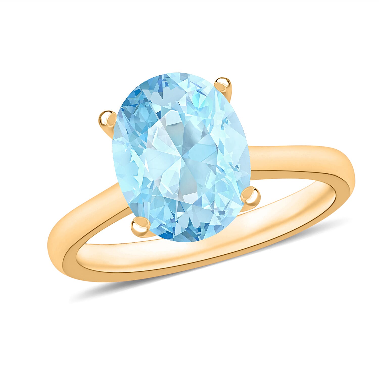 Mangoro Aquamarine 2.40 ctw Solitaire Ring in Vermeil Yellow Gold Over Sterling Silver (Size 10.0)