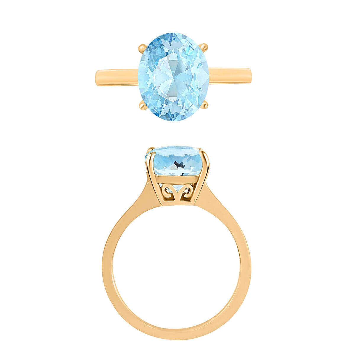 Mangoro Aquamarine 2.40 ctw Solitaire Ring in Vermeil Yellow Gold Over Sterling Silver (Size 7.0) (Del. in 10-12 Days) image number 3