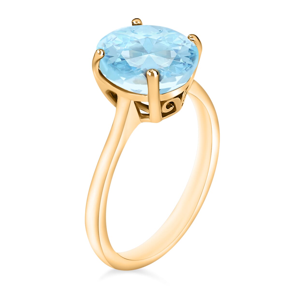 Mangoro Aquamarine 2.40 ctw Solitaire Ring in Vermeil Yellow Gold Over Sterling Silver (Size 9.5) image number 2