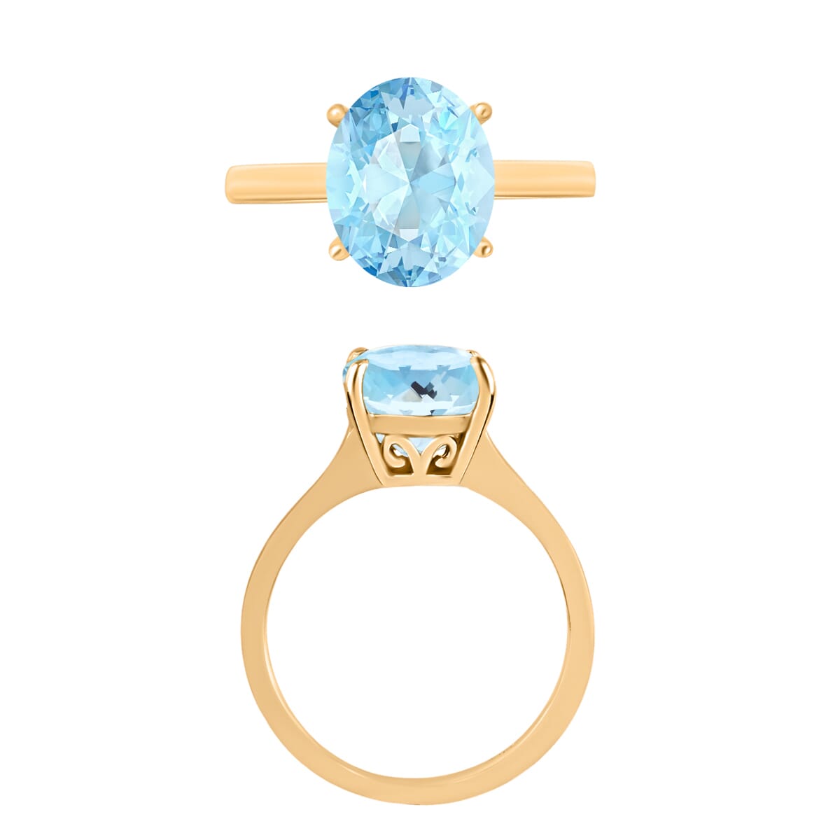 Mangoro Aquamarine 2.40 ctw Solitaire Ring in Vermeil Yellow Gold Over Sterling Silver (Size 9.5) image number 3