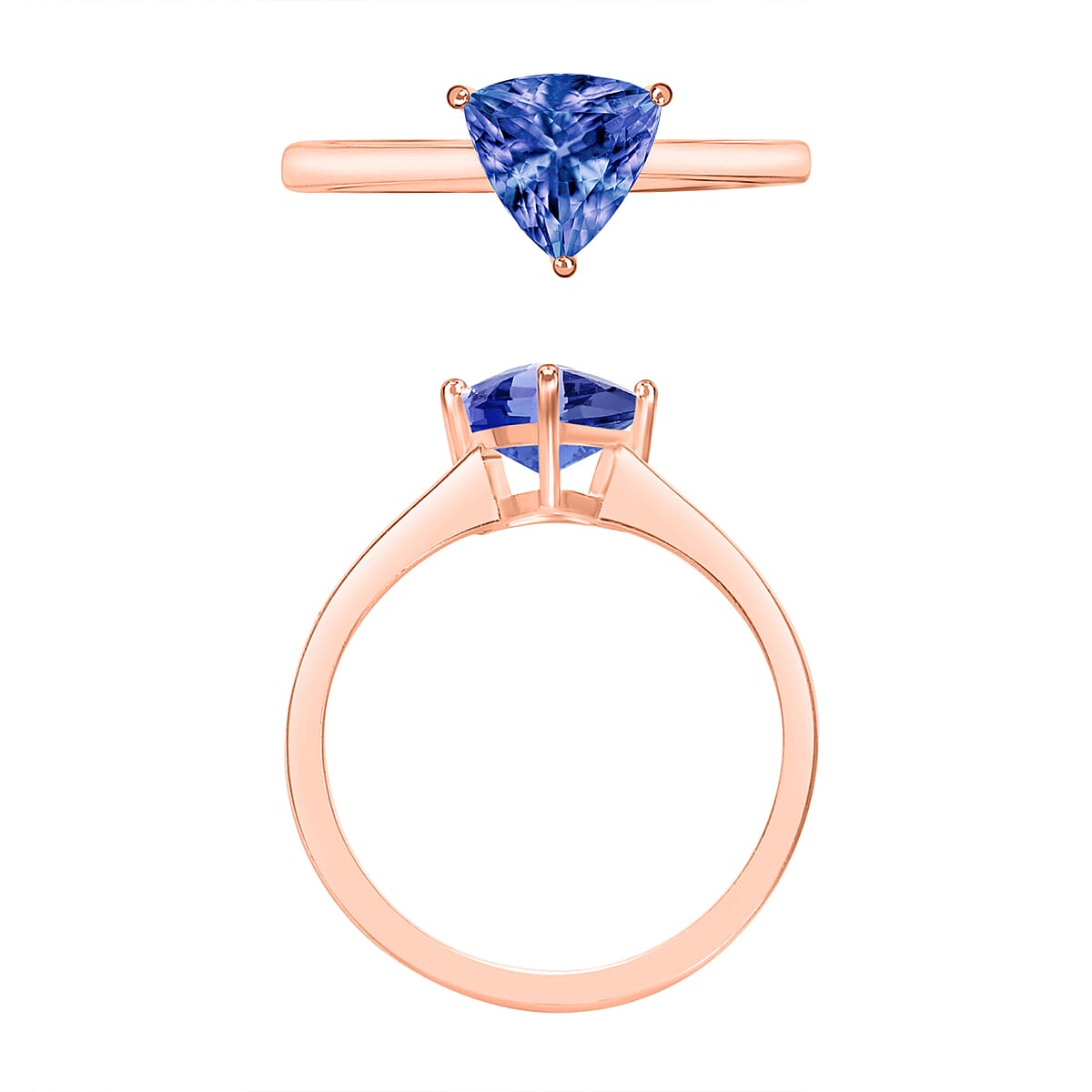Luxoro Premium Tanzanite 1.50 ctw Solitaire Ring in 14K Rose Gold (Size 10.5) 4 Grams (Del. in 10-12 Days) image number 3