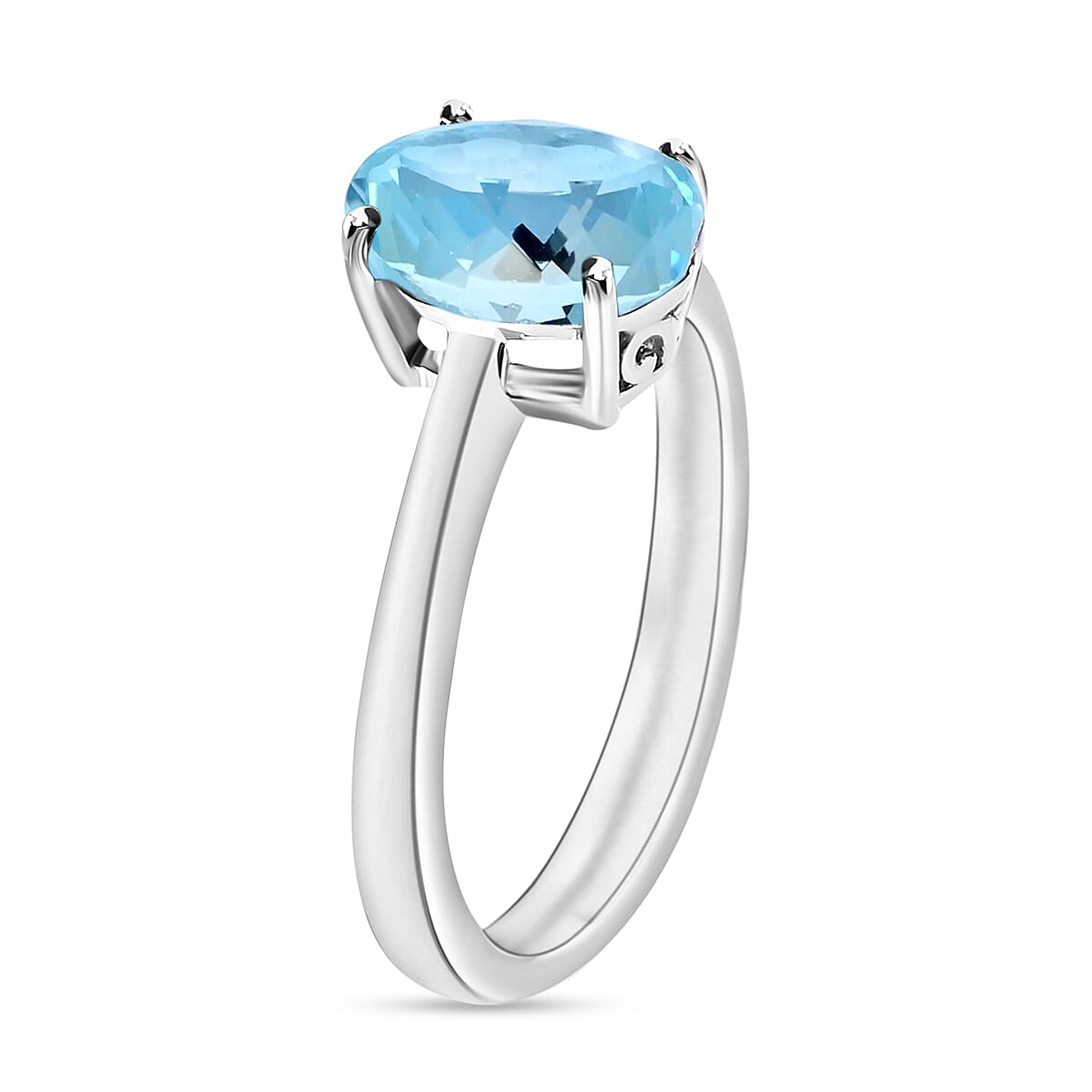 Luxoro Premium Mangoro Aquamarine 1.70 ctw Solitaire Ring in 14K White Gold (Size 4.5) 4 Grams (Del. in 10-12 Days) image number 2