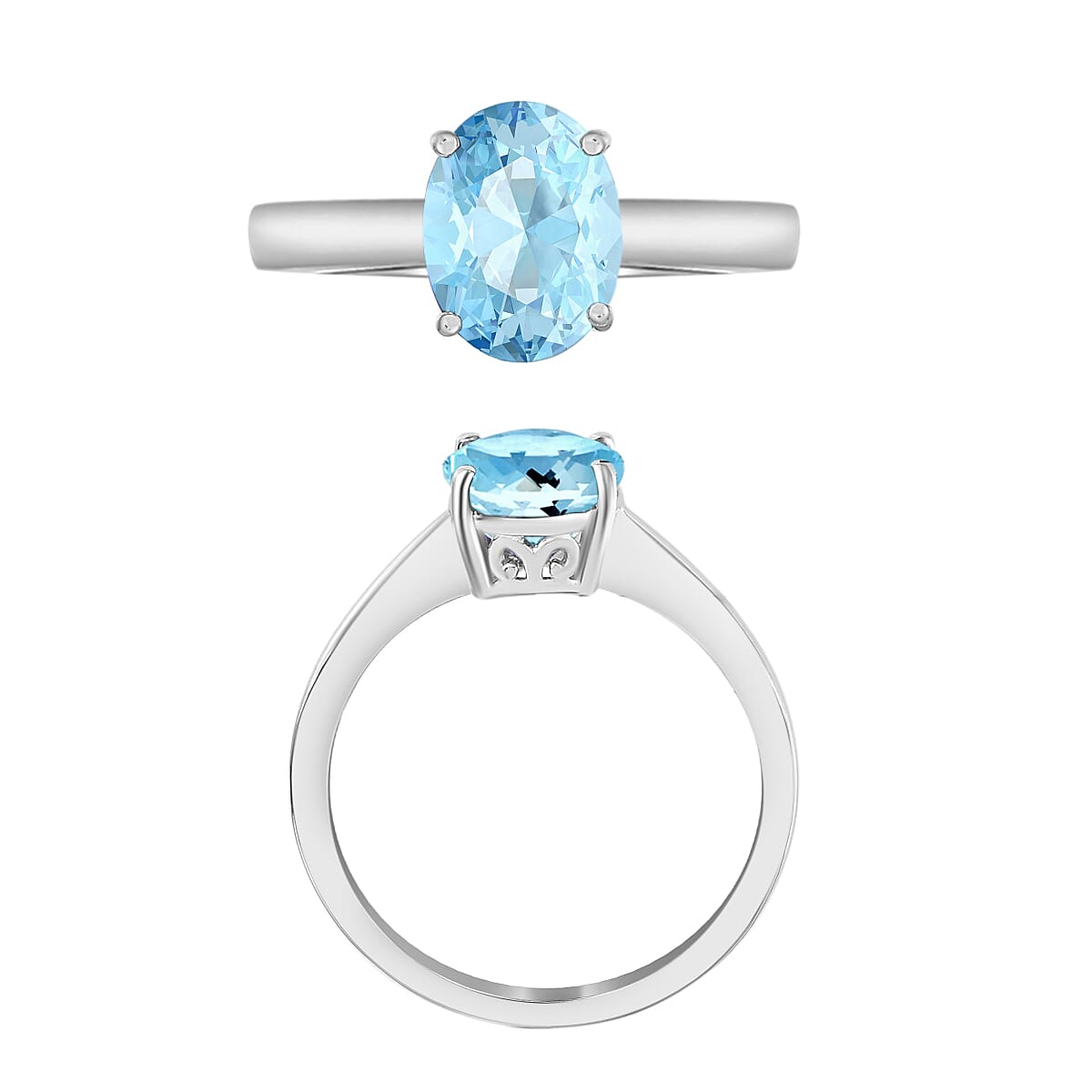 Luxoro Premium Mangoro Aquamarine 1.70 ctw Solitaire Ring in 14K White Gold (Size 4.5) 4 Grams (Del. in 10-12 Days) image number 3