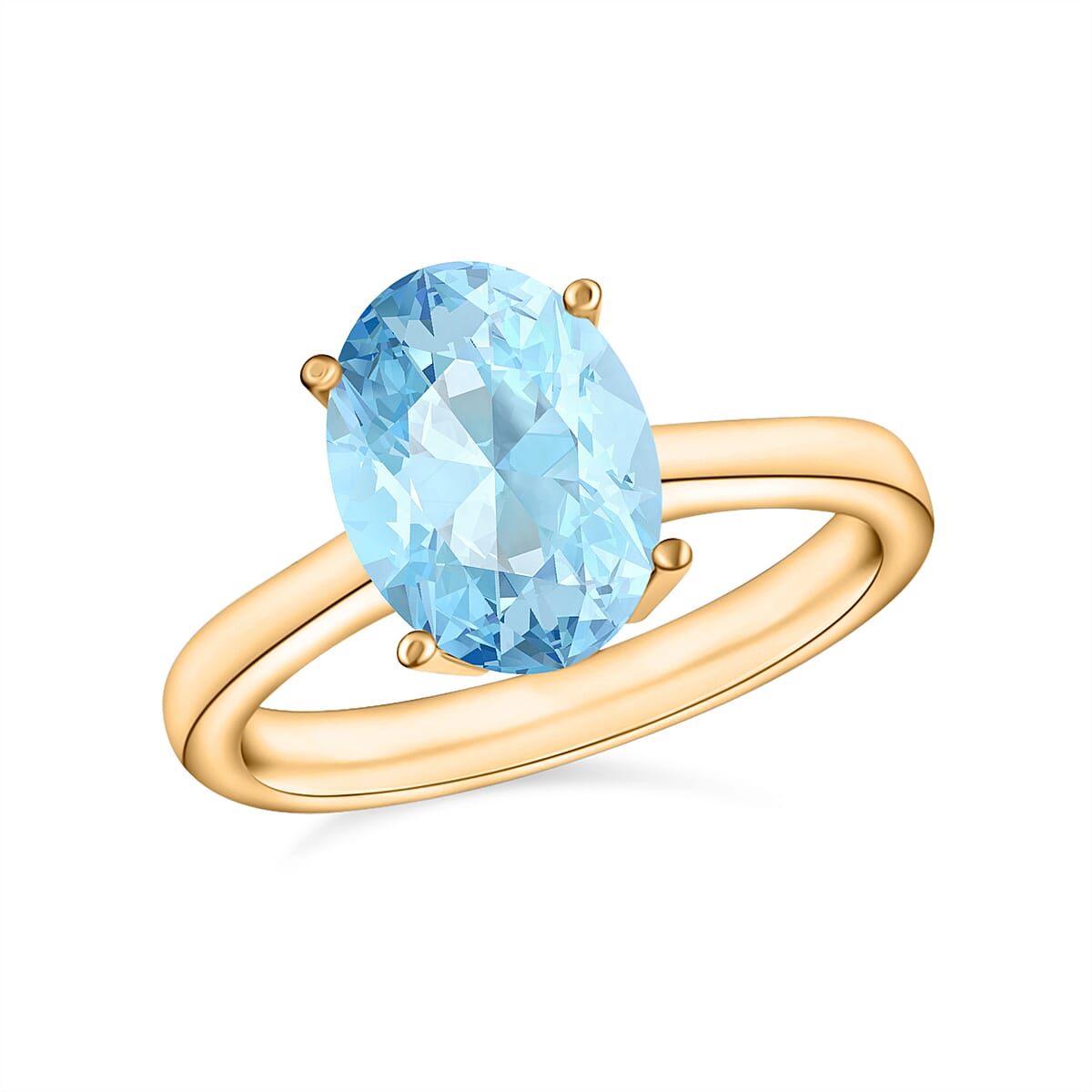 Luxoro Premium Mangoro Aquamarine 1.70 ctw Solitaire Ring in 14K Yellow Gold (Size 5.5) 4 Grams (Del. in 10-12 Days) image number 0