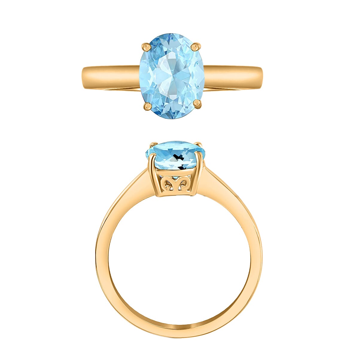 Luxoro Premium Mangoro Aquamarine 1.70 ctw Solitaire Ring in 14K Yellow Gold (Size 9.5) 4 Grams (Del. in 10-12 Days) image number 3