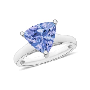 Tanzanite Solitaire Ring in Platinum Over Sterling Silver (Size 10) 2.90 ctw