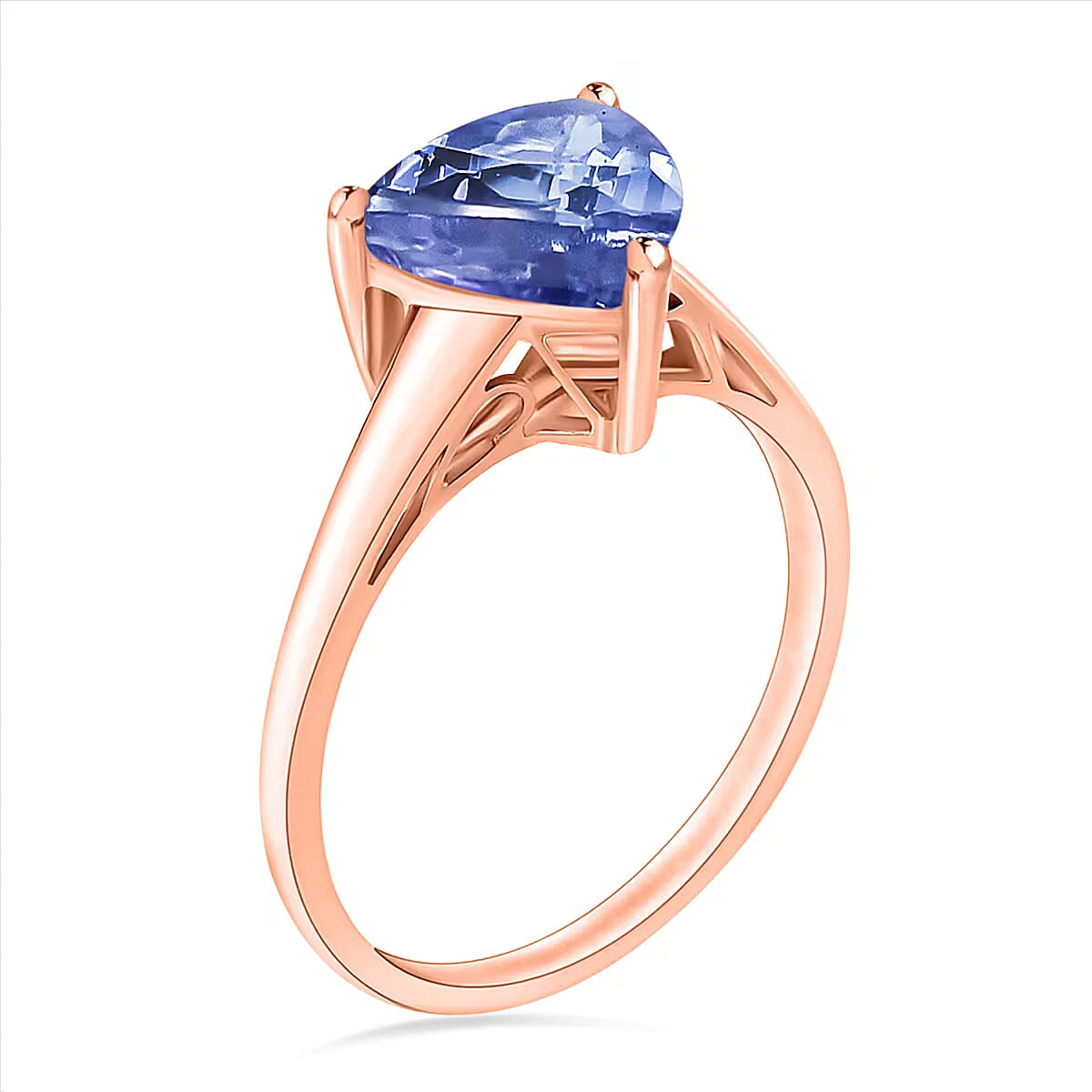 Tanzanite 2.90 ctw Solitaire Ring in Vermeil Rose Gold Over Sterling Silver (Size 10.5) (Del. in 10-12 Days) image number 2