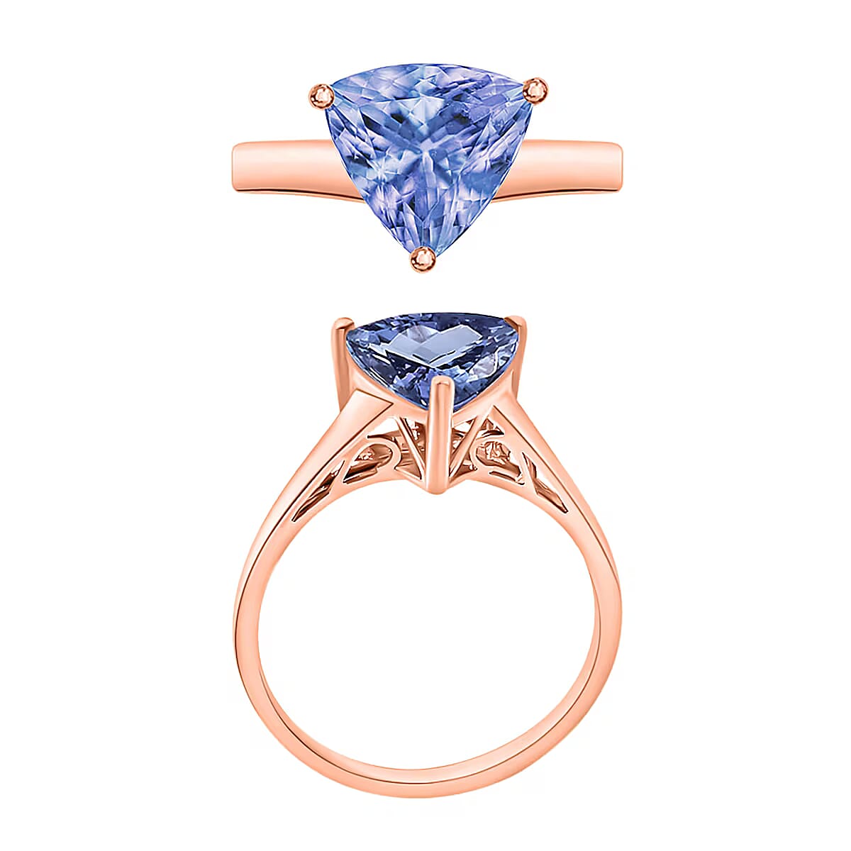Tanzanite 2.90 ctw Solitaire Ring in Vermeil Rose Gold Over Sterling Silver (Size 10.5) (Del. in 10-12 Days) image number 3