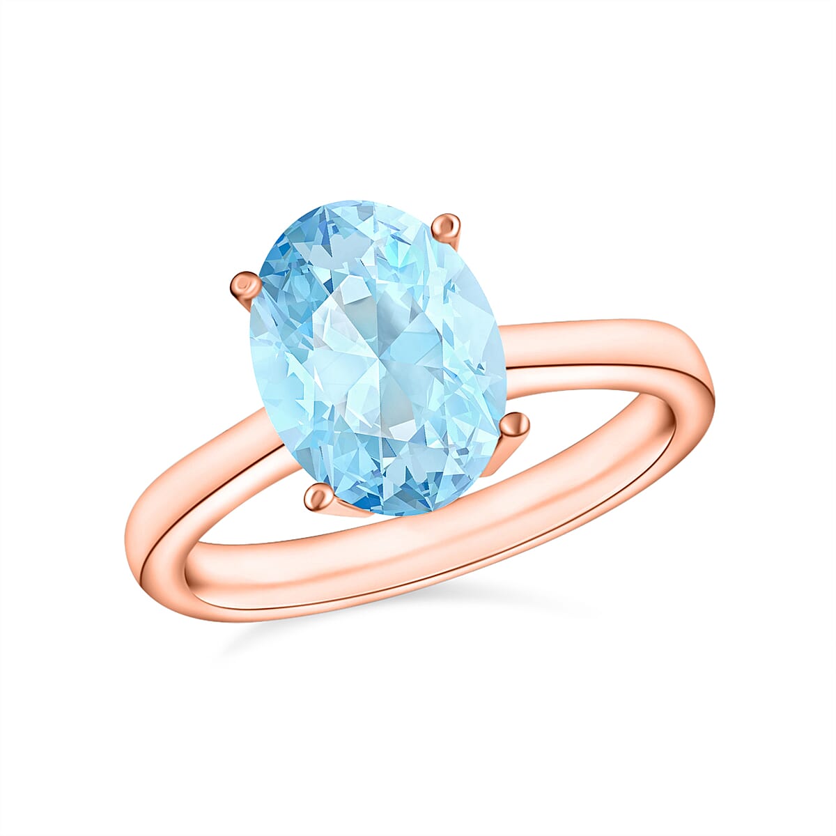 Mangoro Aquamarine 1.70 ctw Solitaire Ring in Vermeil Rose Gold Over Sterling Silver (Size 4.0) (Del. in 10-12 Days) image number 0