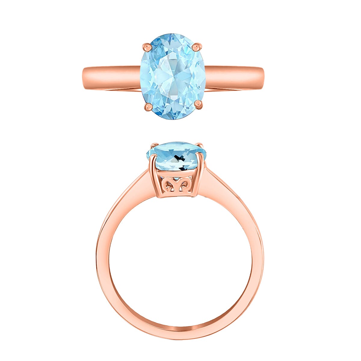 Mangoro Aquamarine 1.70 ctw Solitaire Ring in Vermeil Rose Gold Over Sterling Silver (Size 7.0) (Del. in 10-12 Days) image number 3