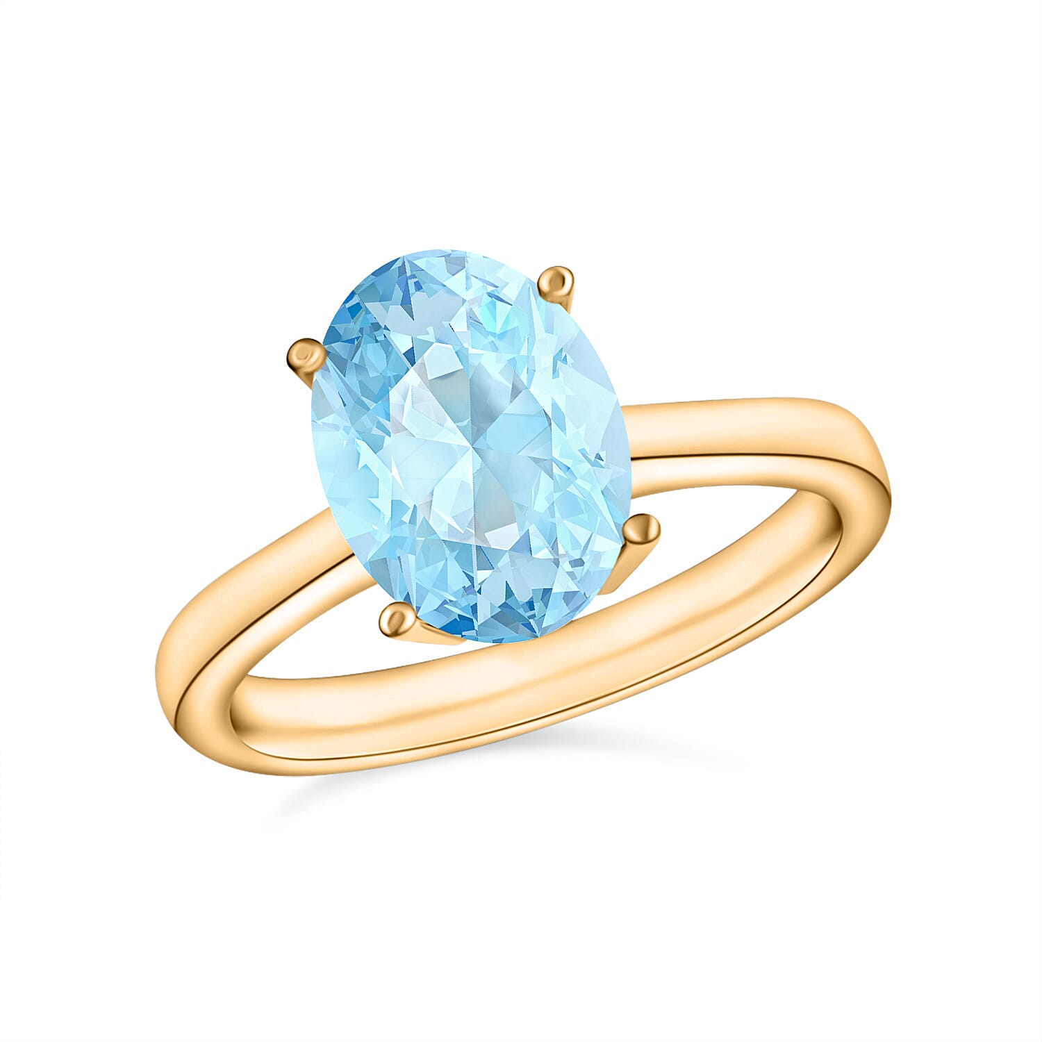 Mangoro Aquamarine 1.70 ctw Solitaire Ring in Vermeil Yellow Gold Over Sterling Silver (Size 11.0)