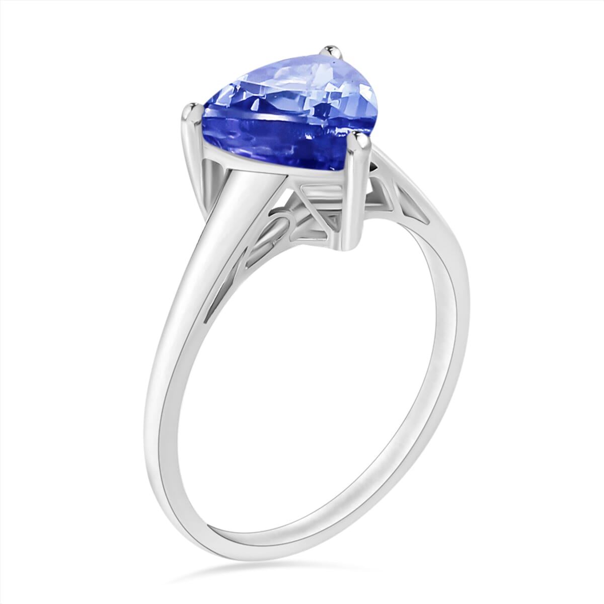 Luxoro 14K White Gold Premium Tanzanite Solitaire Ring (Size 9.0) 2.90 ctw image number 2