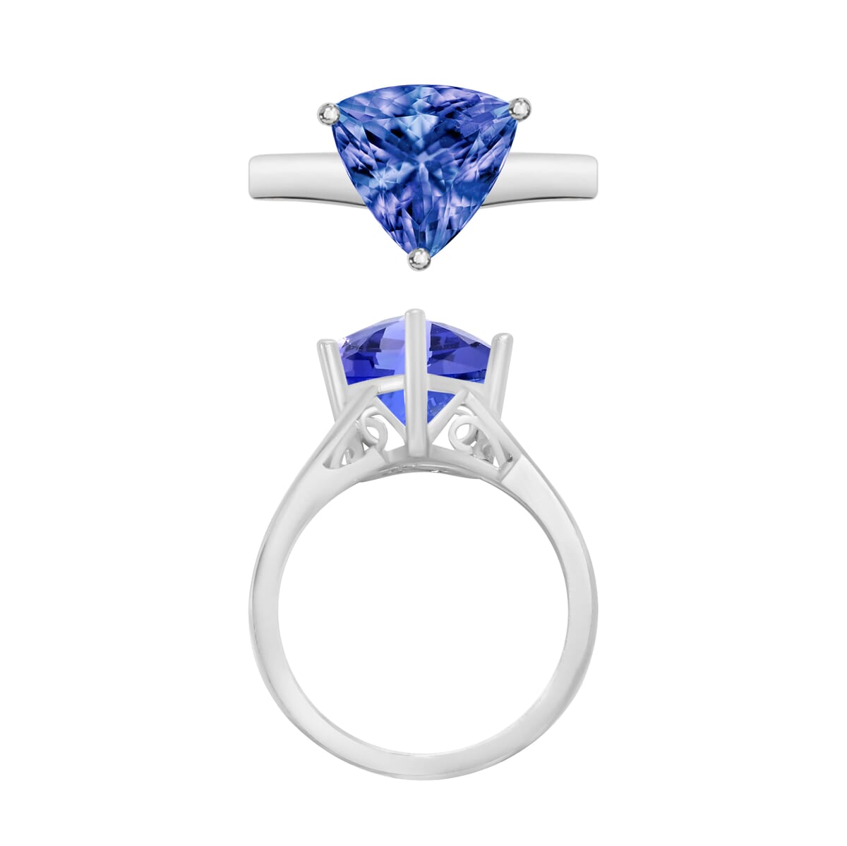 Luxoro 14K White Gold Premium Tanzanite Solitaire Ring (Size 9.0) 2.90 ctw image number 3