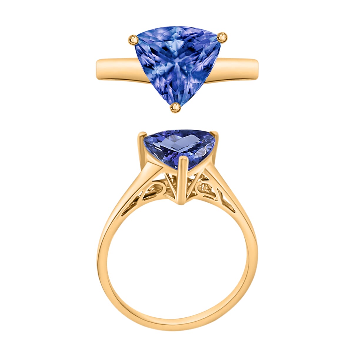 Luxoro 14K Yellow Gold Premium Tanzanite Solitaire Ring (Size 10.0) 2.90 ctw image number 3