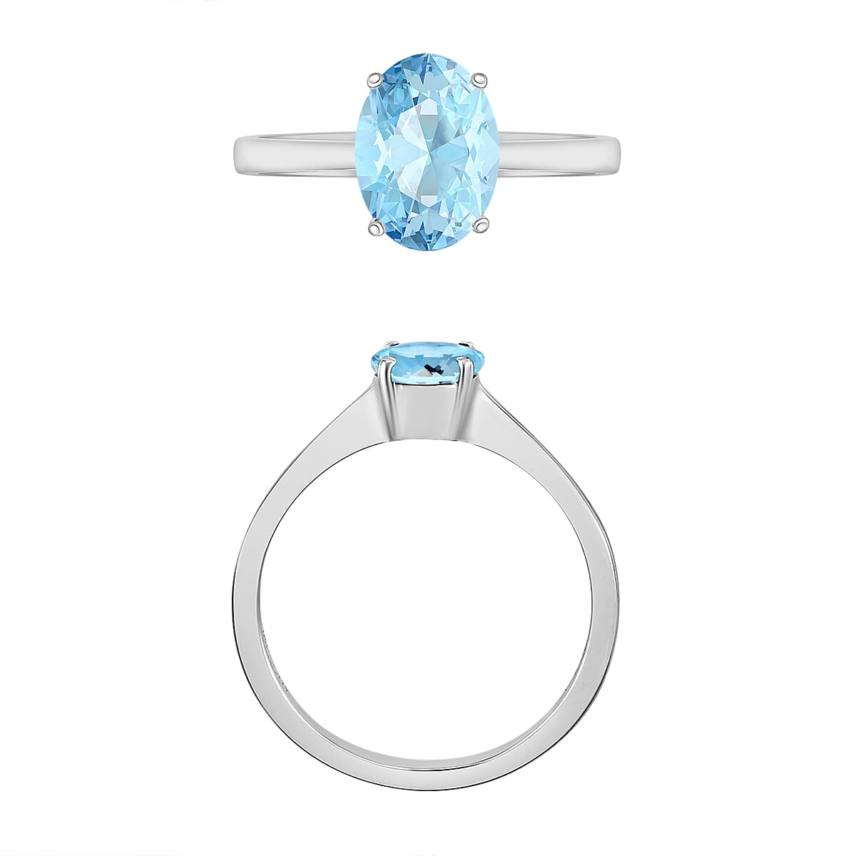 Luxoro 14K White Gold Premium Mangoro Aquamarine Solitaire Ring (Size 10.0) 4 Grams 1.30 ctw image number 3