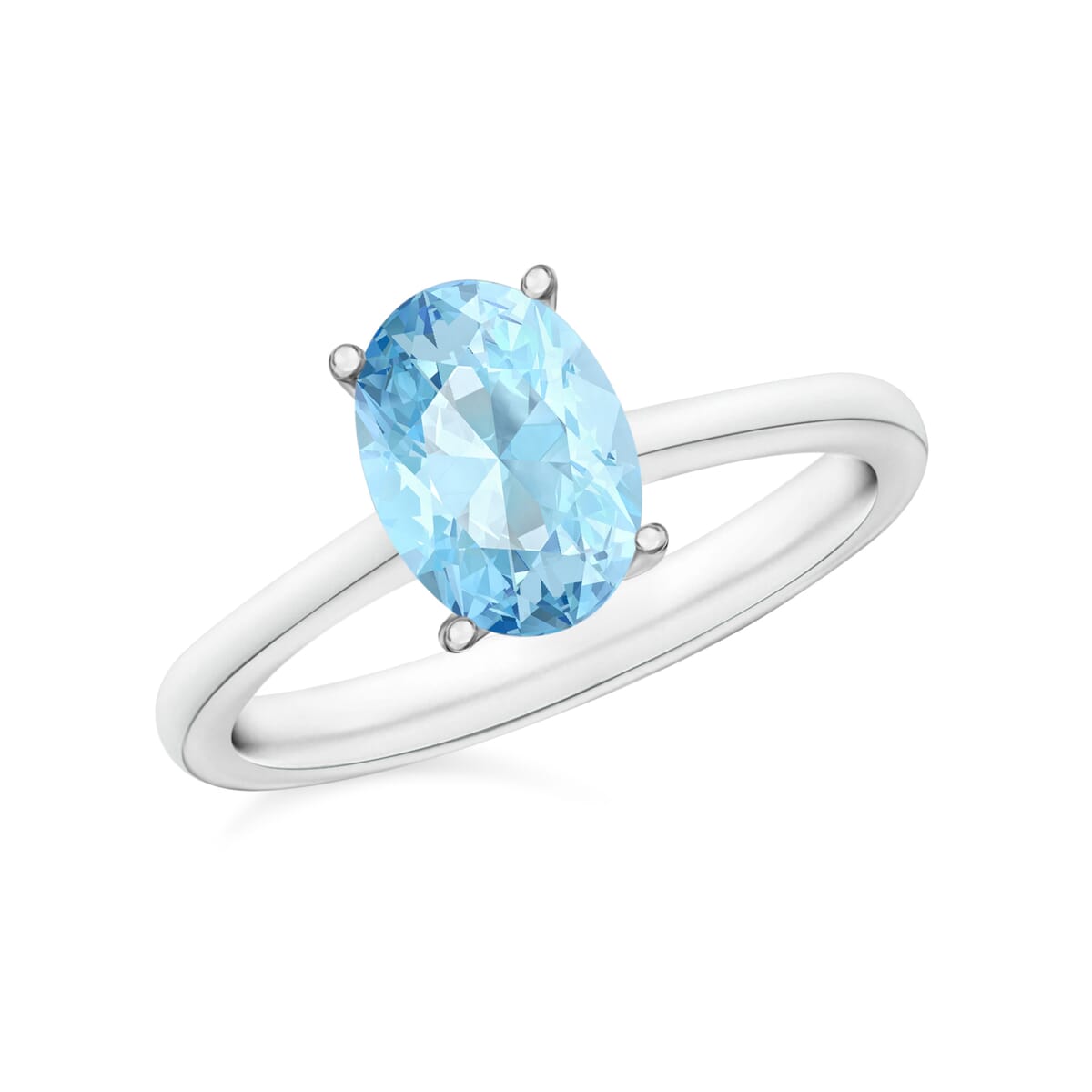 Luxoro 14K White Gold Premium Espirito Santo Aquamarine Solitaire Ring (Size 10.0) 4 Grams 1.30 ctw image number 0