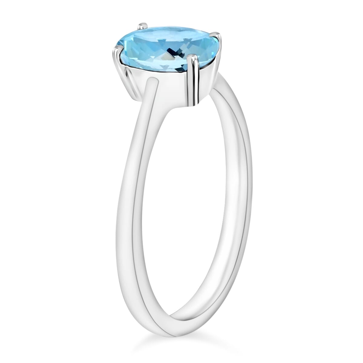 Luxoro 14K White Gold Premium Espirito Santo Aquamarine Solitaire Ring (Size 10.0) 4 Grams 1.30 ctw image number 2