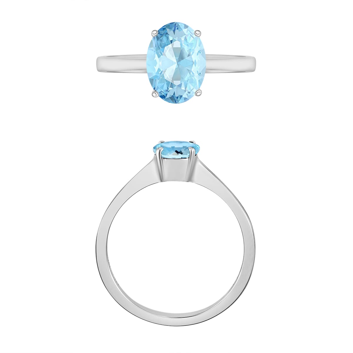 Luxoro 14K White Gold Premium Espirito Santo Aquamarine Solitaire Ring (Size 10.0) 4 Grams 1.30 ctw image number 3