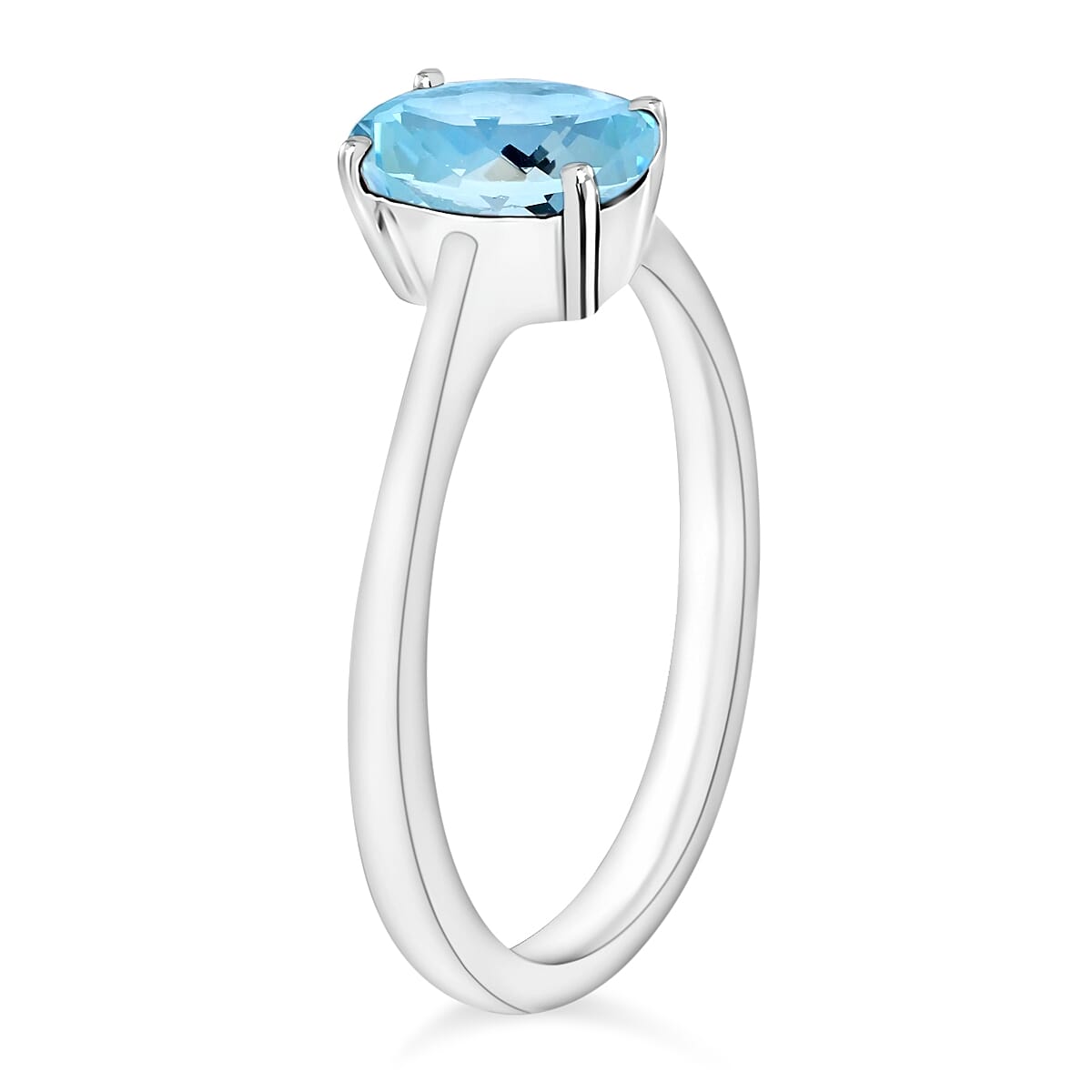 Luxoro 14K White Gold Premium Mangoro Aquamarine Solitaire Ring (Size 6.5) 4 Grams 1.30 ctw image number 2