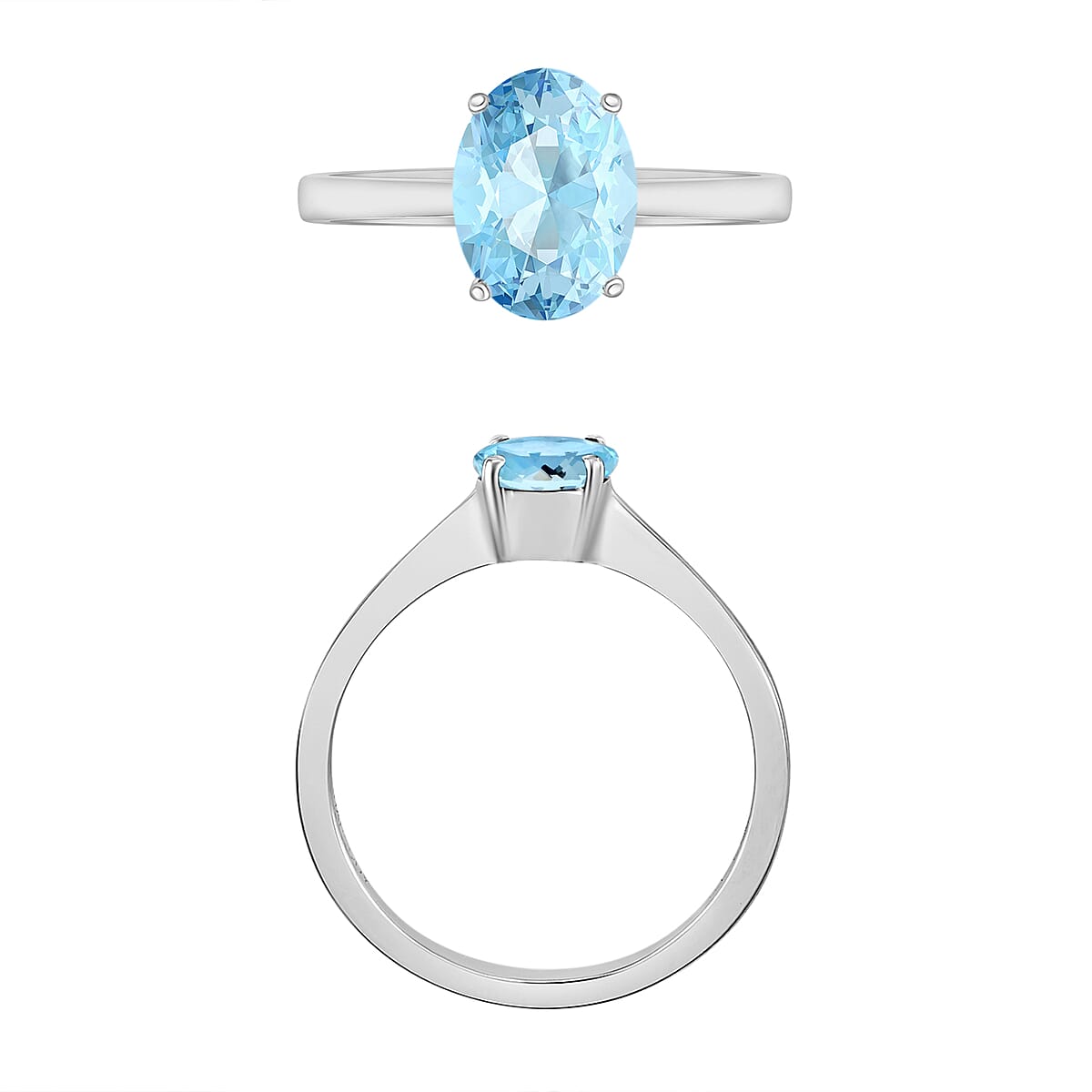 Luxoro 14K White Gold Premium Mangoro Aquamarine Solitaire Ring (Size 6.5) 4 Grams 1.30 ctw image number 3