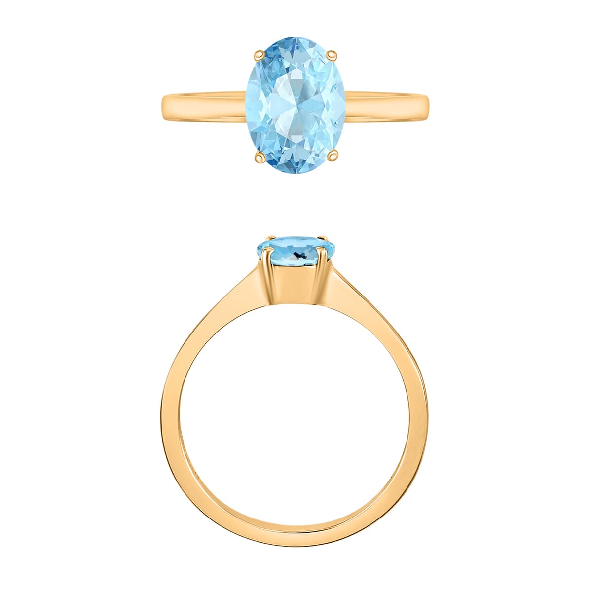 Luxoro 14K Yellow Gold Premium Mangoro Aquamarine Solitaire Ring (Size 10.0) 4 Grams 1.30 ctw image number 3