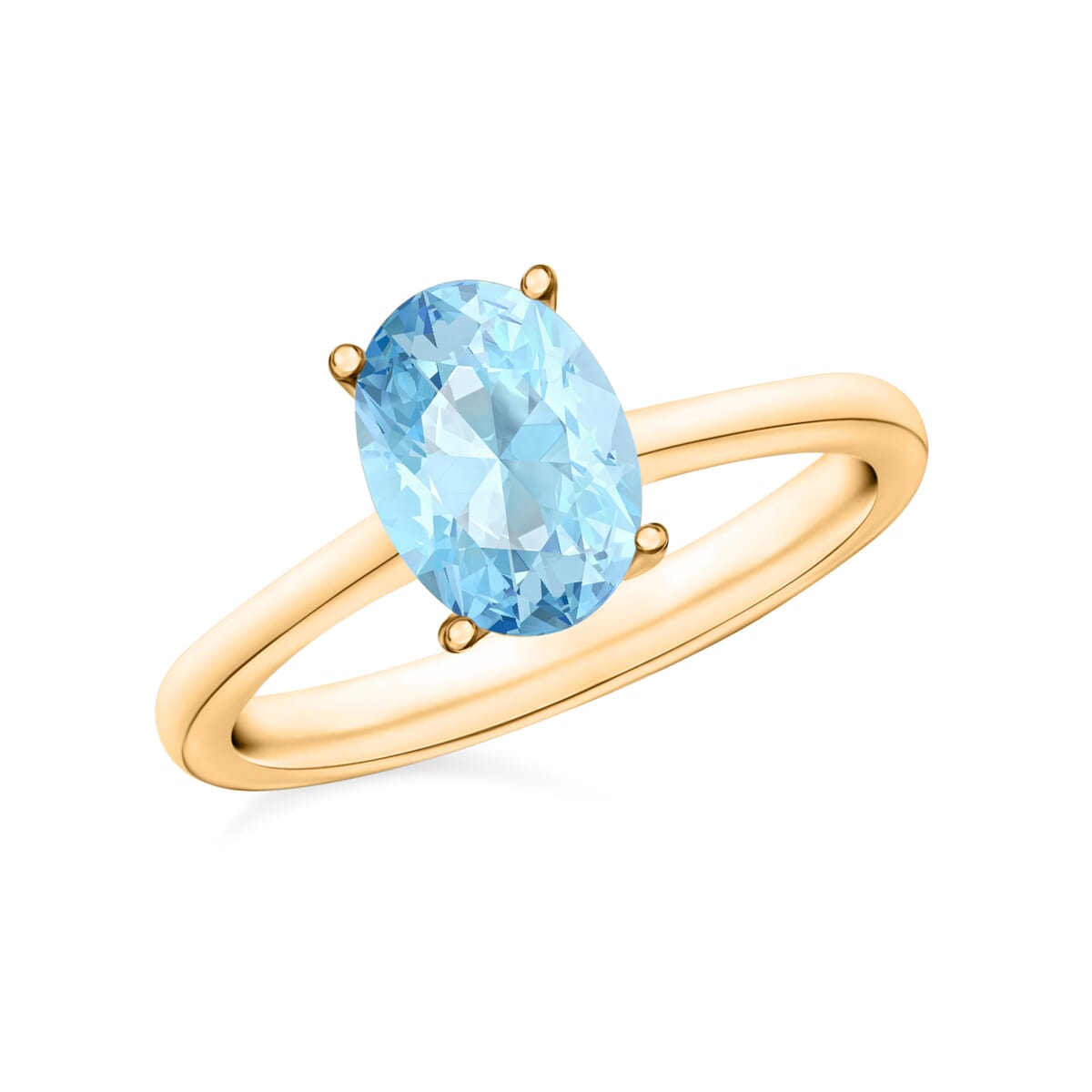 Luxoro 14K Yellow Gold Premium Mangoro Aquamarine Solitaire Ring (Size 5.0) 4 Grams 1.30 ctw image number 0