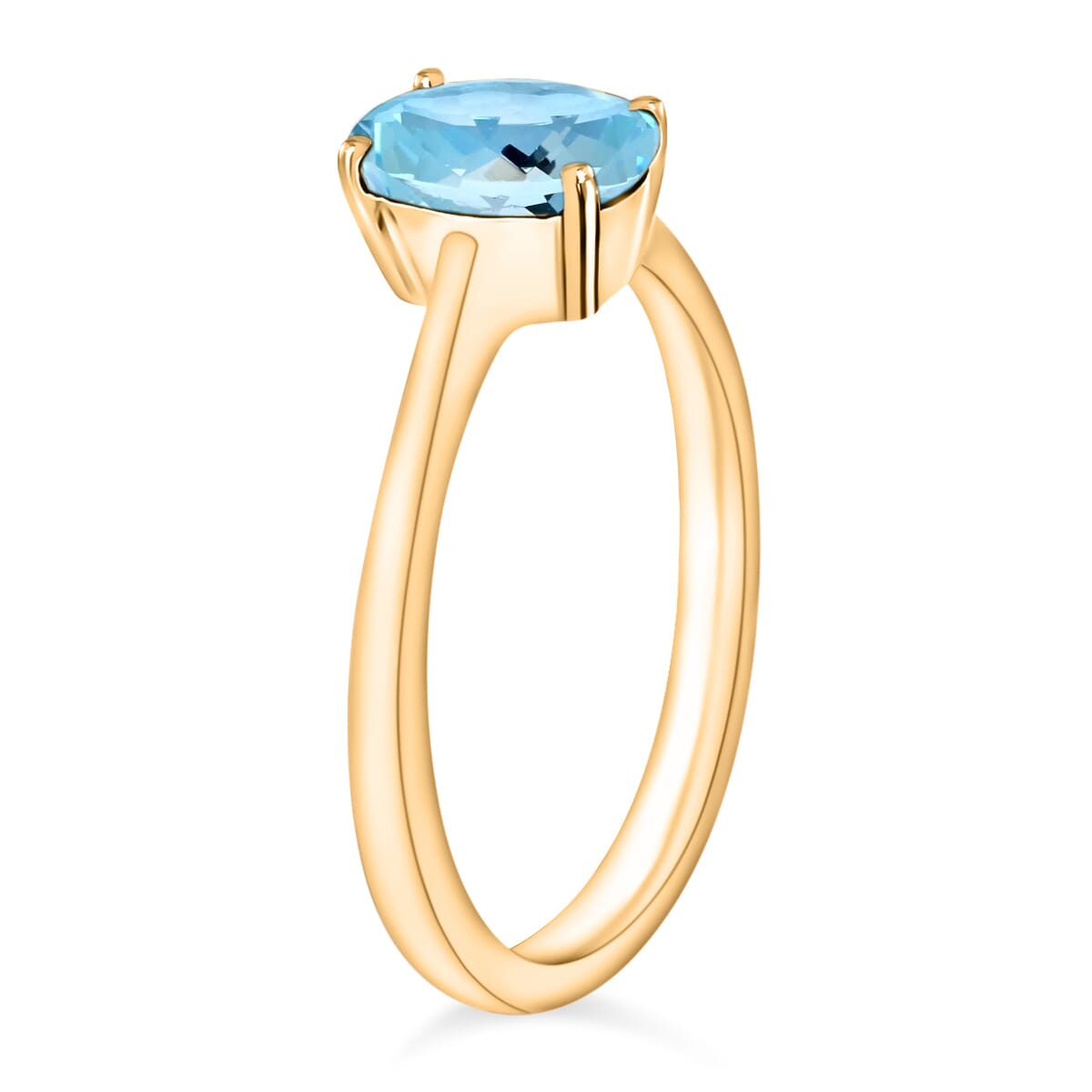 Luxoro 14K Yellow Gold Premium Mangoro Aquamarine Solitaire Ring (Size 5.0) 4 Grams 1.30 ctw image number 2