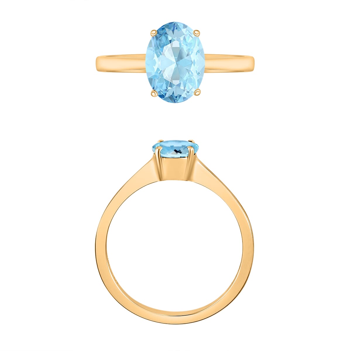 Luxoro 14K Yellow Gold Premium Mangoro Aquamarine Solitaire Ring (Size 5.0) 4 Grams 1.30 ctw image number 3