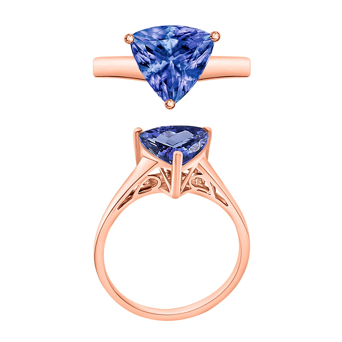 Luxoro 14K Rose Gold Premium Tanzanite Solitaire Ring (Size 10.0) 2.90 ctw image number 3