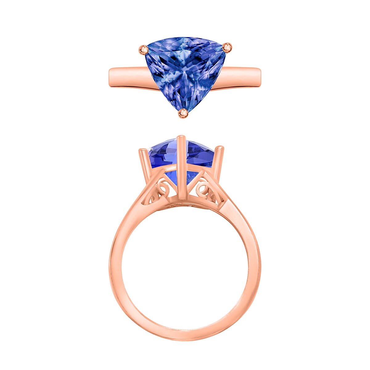 Luxoro 14K Rose Gold Premium Tanzanite Solitaire Ring (Size 6.5) 2.90 ctw image number 3