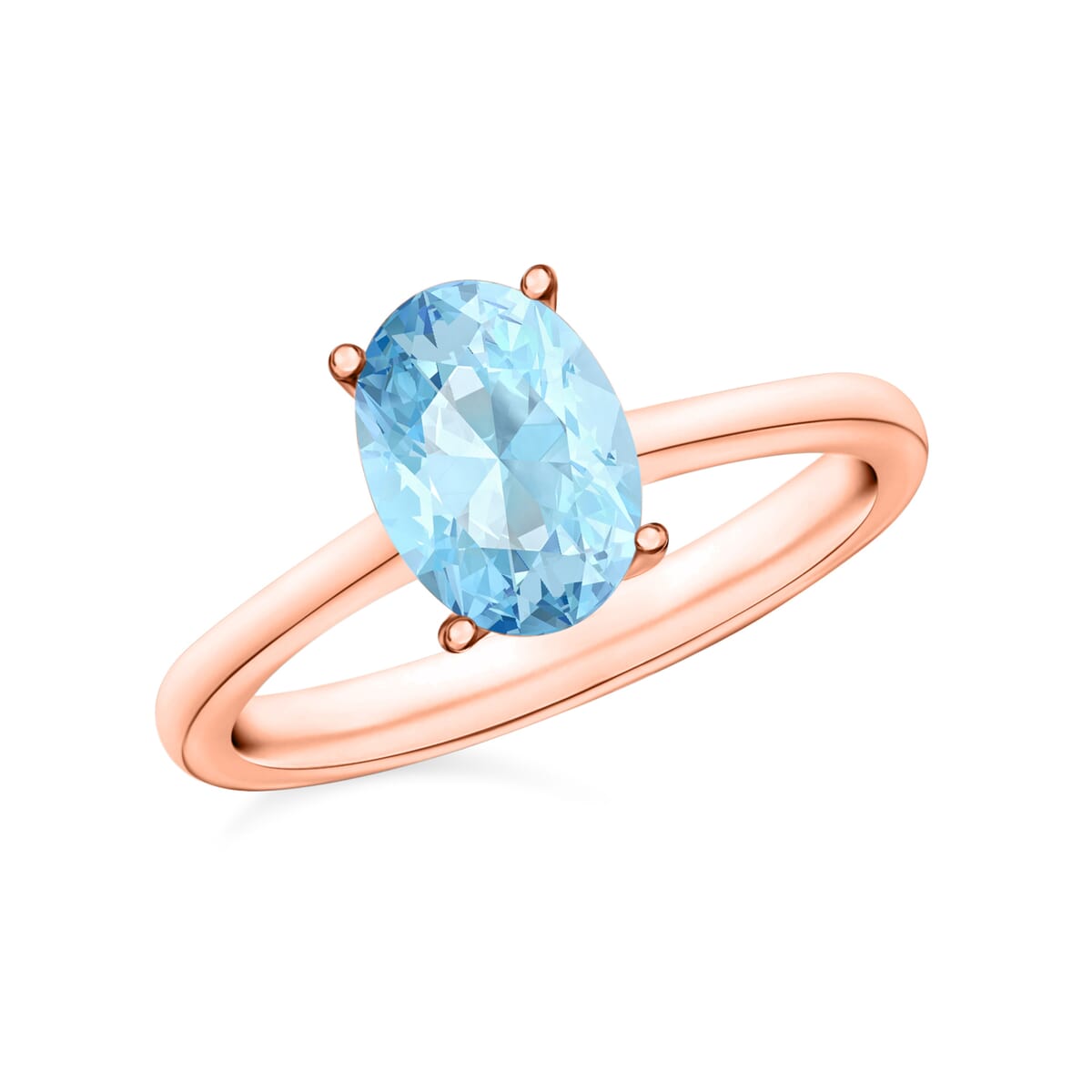 Luxoro 14K Rose Gold Premium Mangoro Aquamarine Solitaire Ring (Size 5.5) 4 Grams 1.30 ctw image number 0