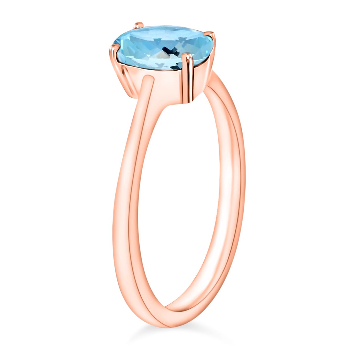 Luxoro 14K Rose Gold Premium Mangoro Aquamarine Solitaire Ring (Size 6.0) 4 Grams 1.30 ctw image number 2