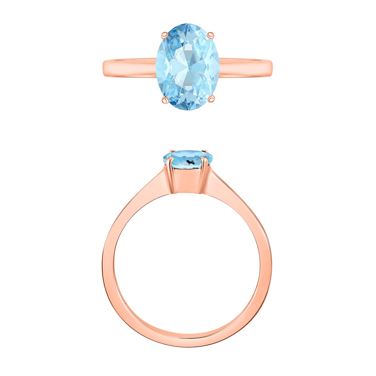 Luxoro 14K Rose Gold Premium Mangoro Aquamarine Solitaire Ring (Size 6.0) 4 Grams 1.30 ctw image number 3