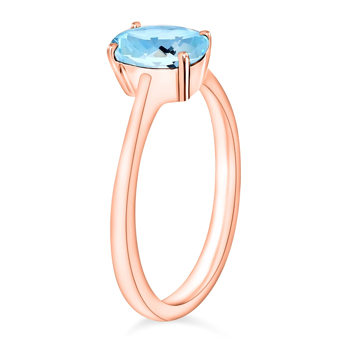 Mangoro Aquamarine Ring in Vermeil Rose Gold Over Sterling Silver (Size 4.0) 1.30 ctw image number 2