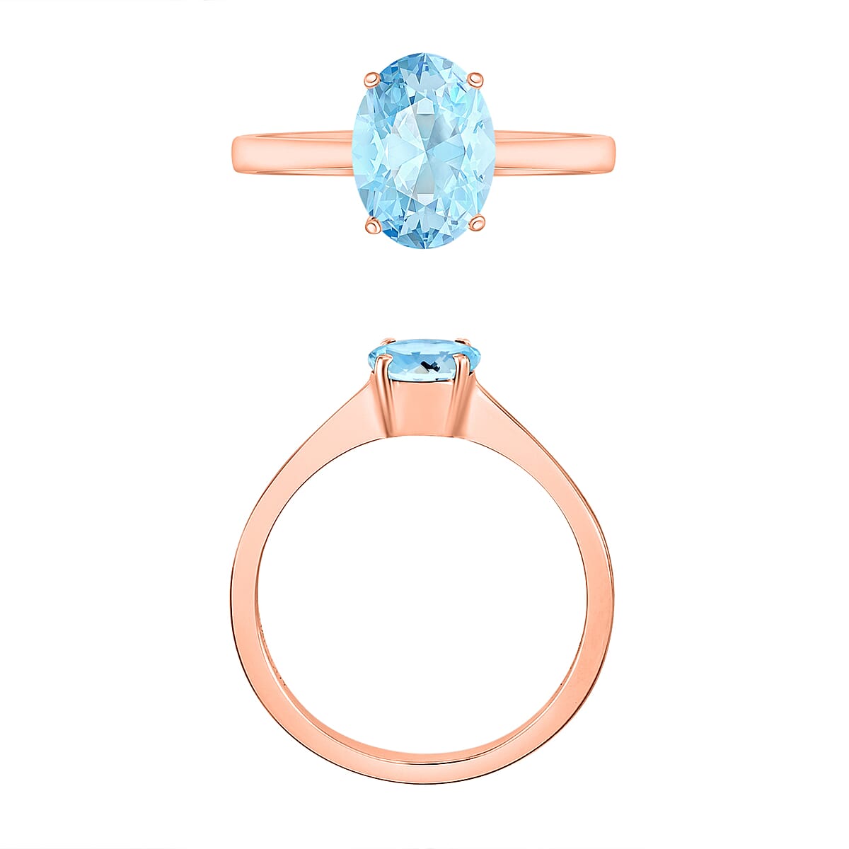 Mangoro Aquamarine Ring in Vermeil Rose Gold Over Sterling Silver (Size 4.0) 1.30 ctw image number 3