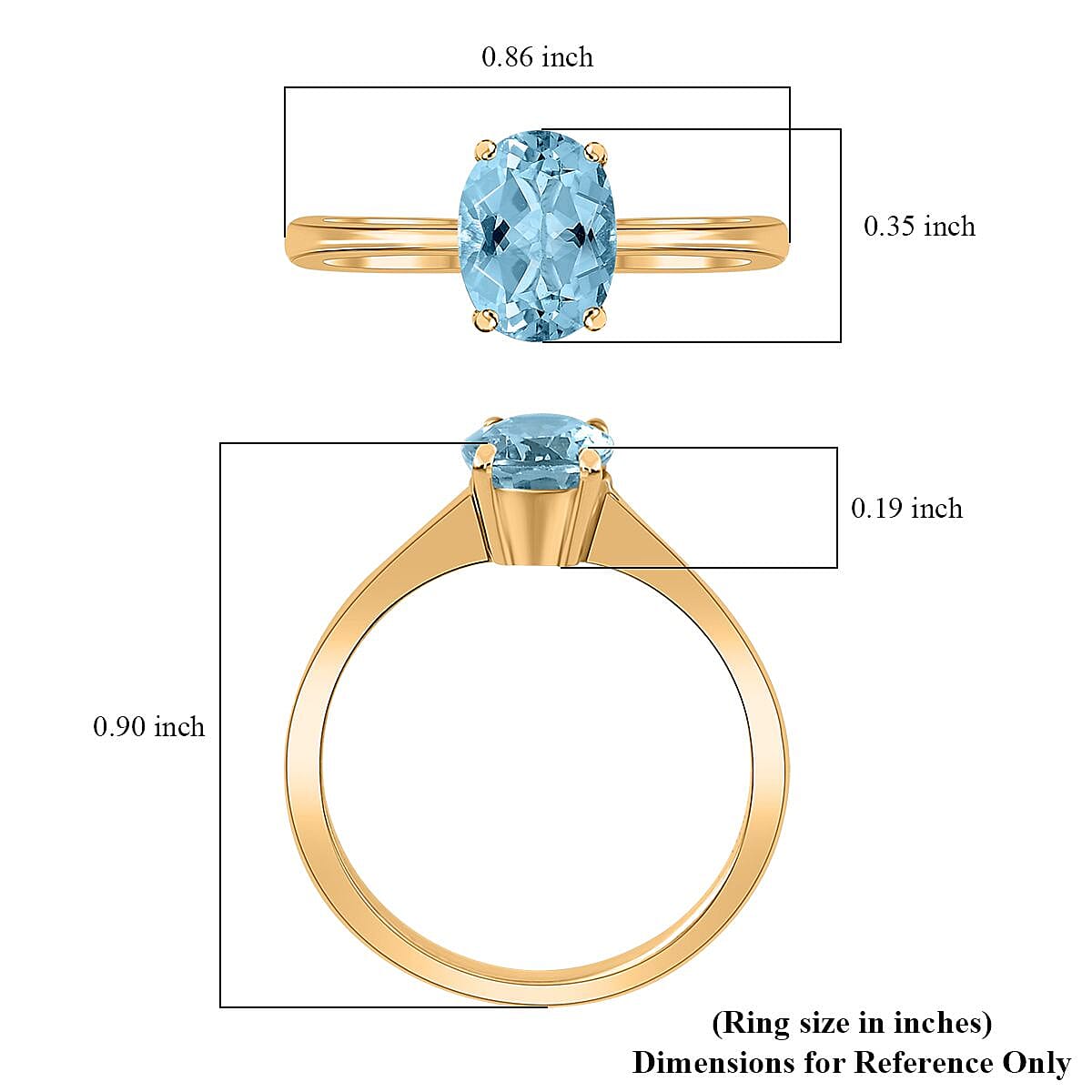Mangoro Aquamarine 1.30 ctw Ring in Vermeil Yellow Gold Over Sterling Silver (Size 7.0) image number 5