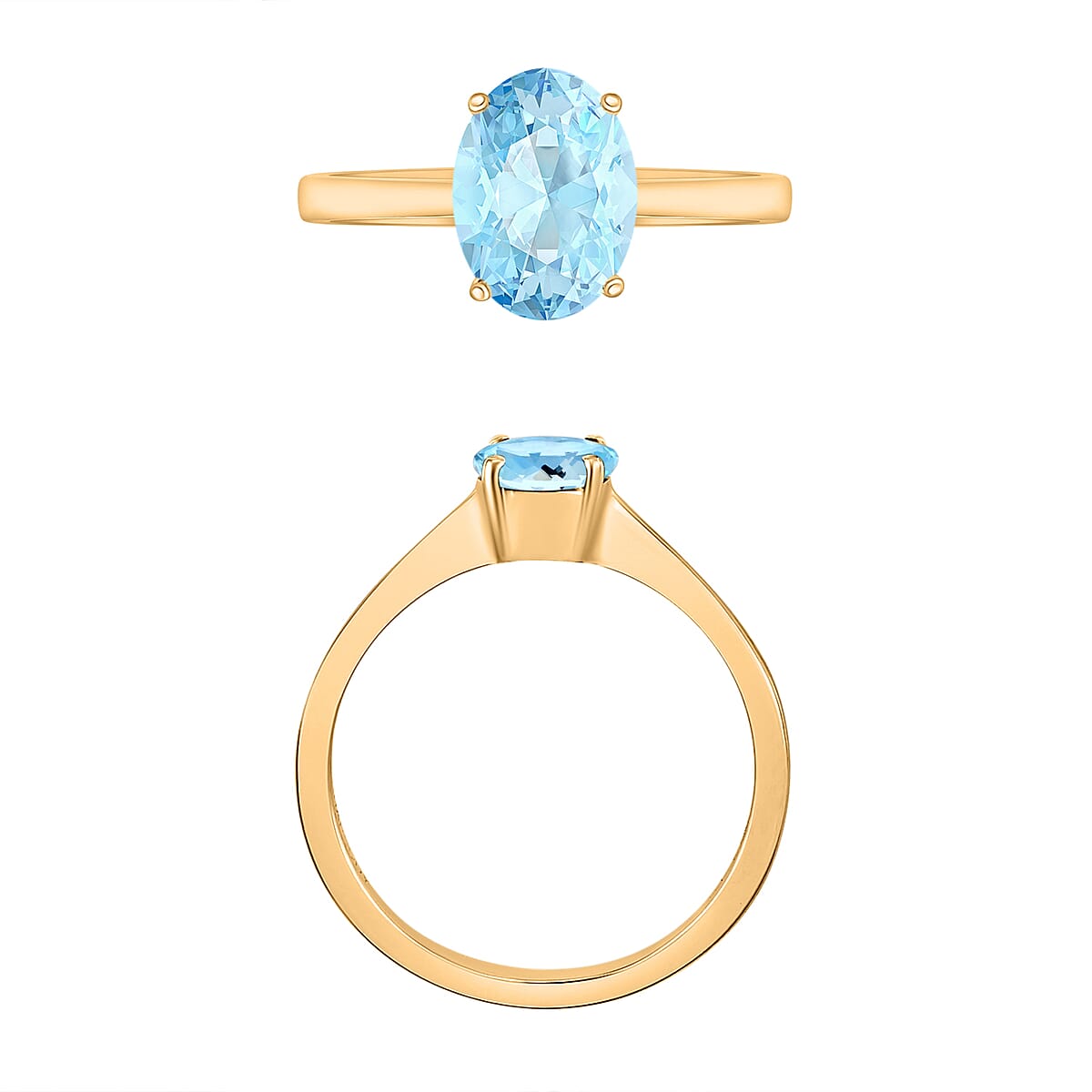 Mangoro Aquamarine Ring in Vermeil Yellow Gold Over Sterling Silver (Size 7.5) 1.30 ctw image number 3