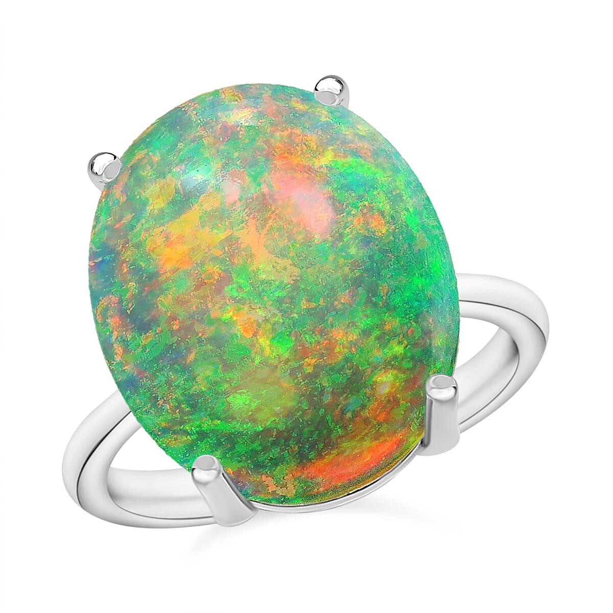 Rhapsody AAAA Ethiopian Welo Opal 5.00 ctw Solitaire Ring in 950 Platinum (Size 8.0) 5.50 Grams (Del. in 10-12 Days) image number 0