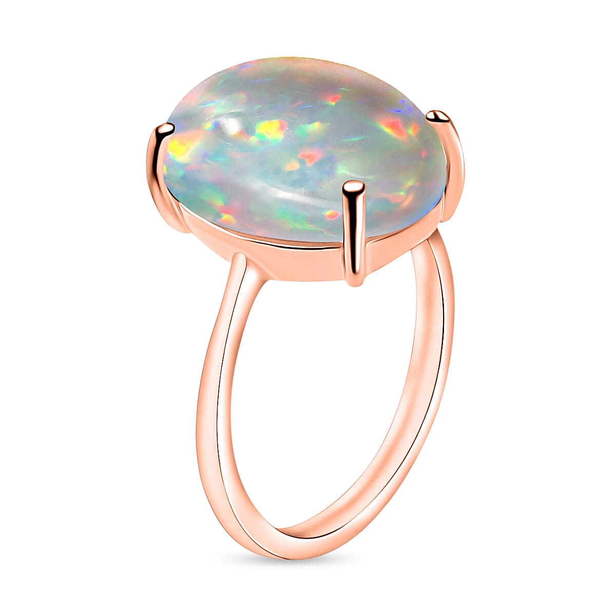 Premium Ethiopian Welo Opal 5.00 ctw Solitaire Ring in Vermeil Rose Gold Over Sterling Silver (Size 7.5) (Del. in 10-12 Days) image number 2