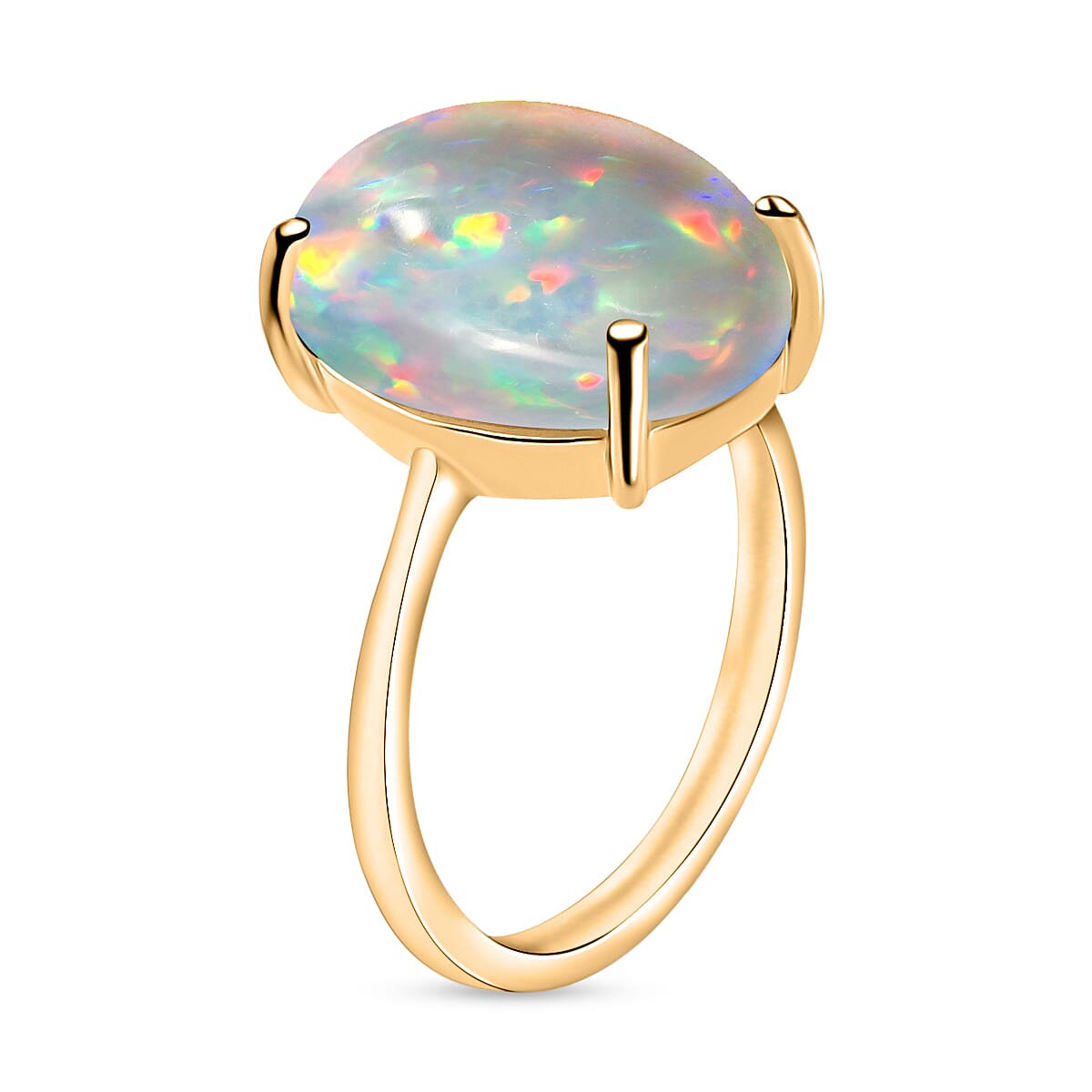D'Joy Premium Ethiopian Welo Opal 5.00 ctw Solitaire Ring in Vermeil Yellow Gold Over Sterling Silver (Size 8.0) (Del. in 10-12 Days) image number 2