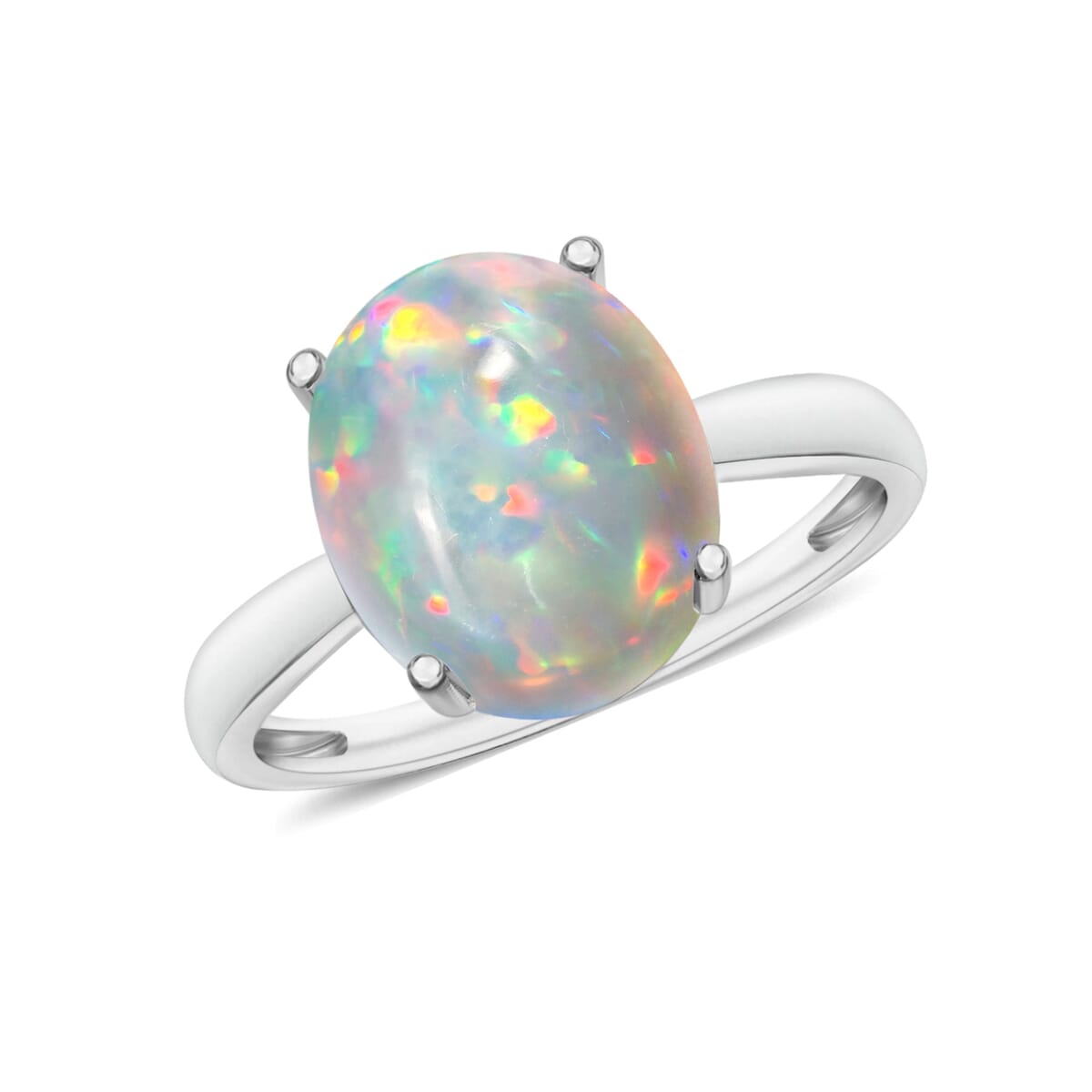 Premium Ethiopian Welo Opal 2.40 ctw Solitaire Ring in Platinum Over Sterling Silver (Size 10.0) image number 0