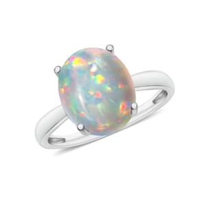 Premium Ethiopian Welo Opal 2.40 ctw Solitaire Ring in Platinum Over Sterling Silver (Size 10.0)
