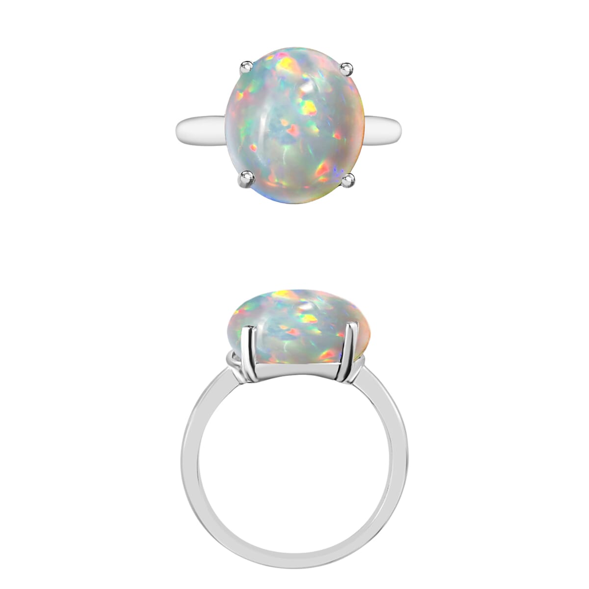 Premium Ethiopian Welo Opal 2.40 ctw Solitaire Ring in Platinum Over Sterling Silver (Size 10.0) image number 3