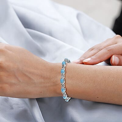 Premium Sleeping Beauty Turquoise Bracelet in Sterling Silver (6.50 In) 9.50 ctw