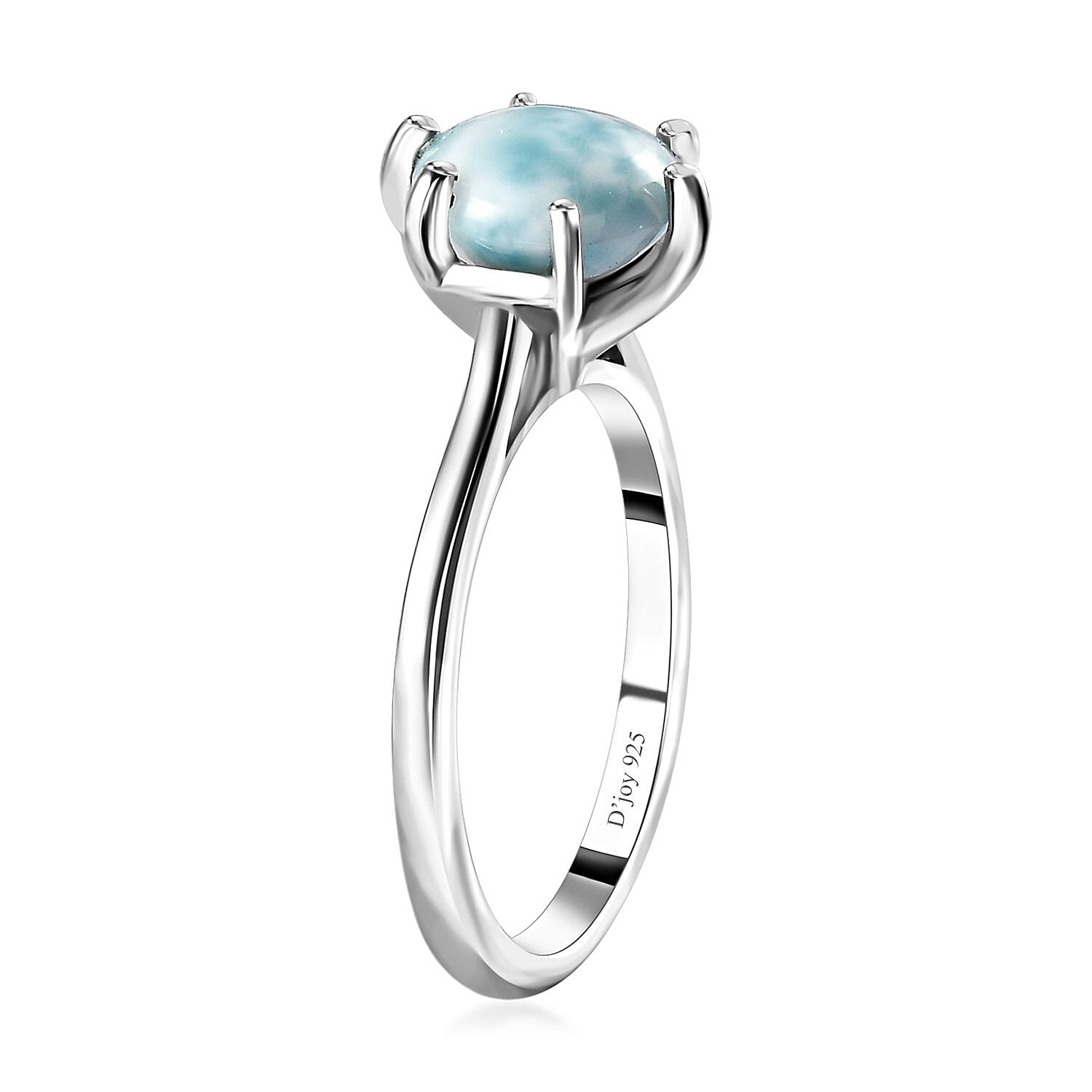 Larimar Solitaire Ring in Platinum Over Sterling Silver (Size 10.0) 2.25 ctw