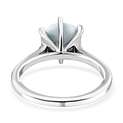 Larimar Solitaire Ring in Platinum Over Sterling Silver (Size 10.0) 2.25 ctw