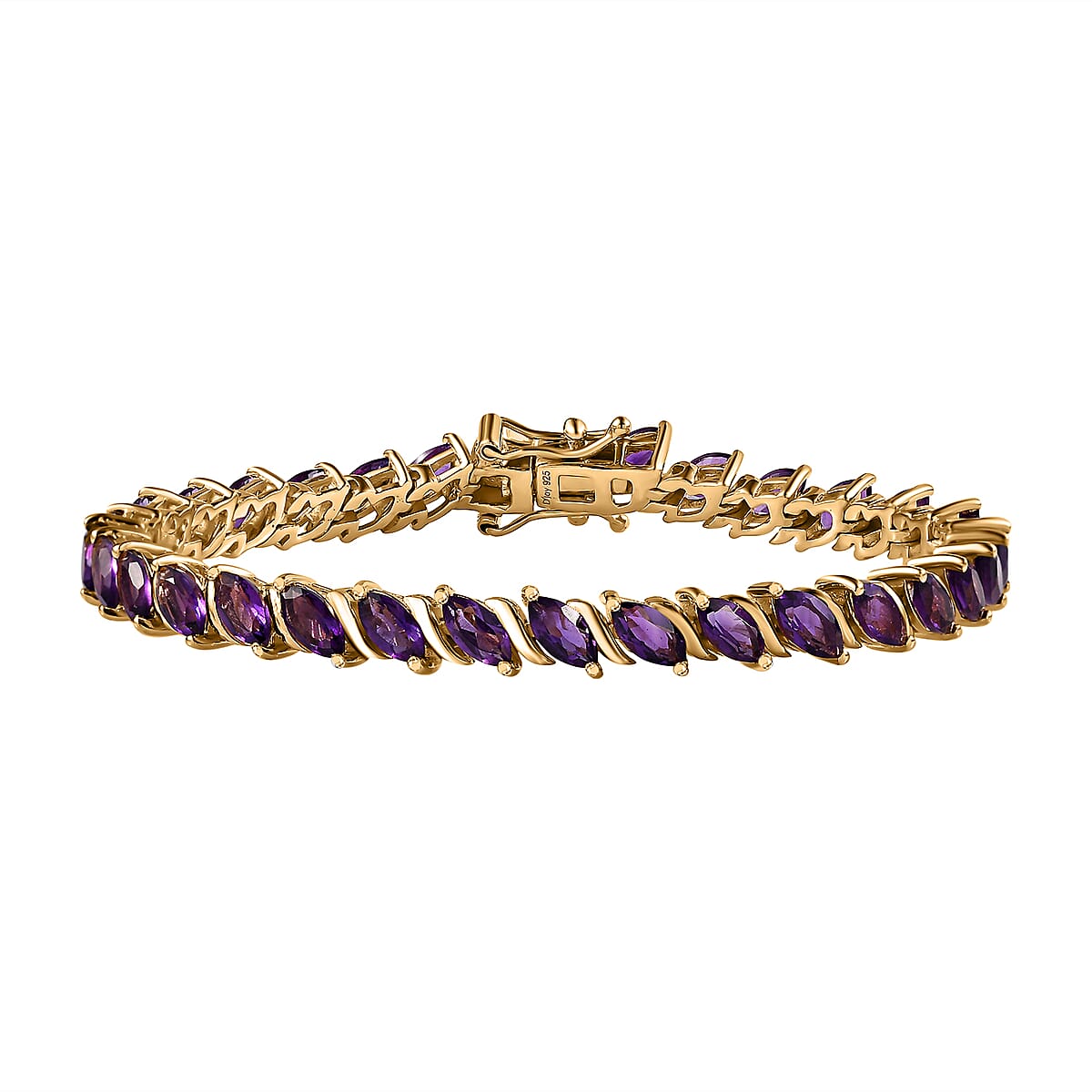 Premium African Amethyst Tennis Bracelet in Vermeil YG Over Sterling Silver (6.50 In) 7.25 ctw image number 0