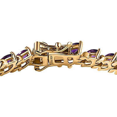Premium African Amethyst Tennis Bracelet in Vermeil Yellow Gold Over Sterling Silver (6.50 In) 7.00 ctw