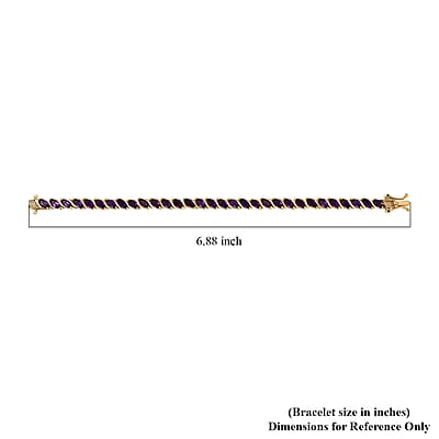 Premium African Amethyst Tennis Bracelet in Vermeil Yellow Gold Over Sterling Silver (6.50 In) 7.00 ctw
